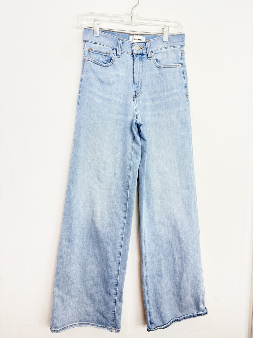 Frame High Rise Wide Leg Jeans Size 26 Temper Light Wash